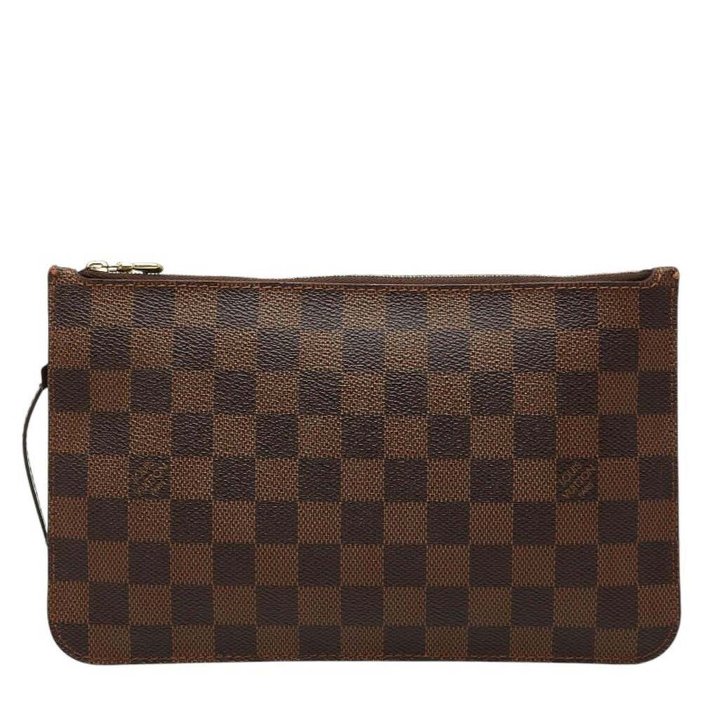 LOUIS VUITTON Brown Damier Leather Neverfull MM Pouch - Picture 1 of 10